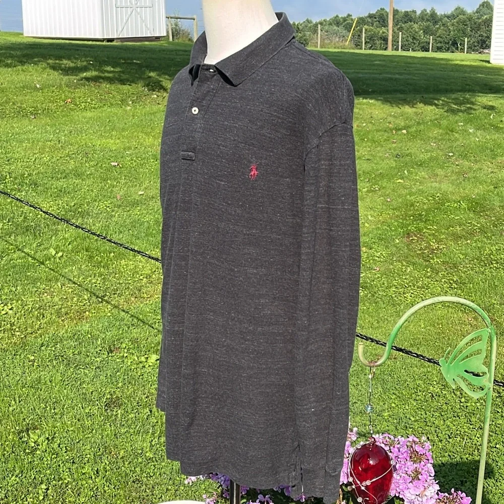 Polo Ralph Lauren Charcoal Cool Cross Dyed Pattern L/S Polo Shirt Men's Sz XXL